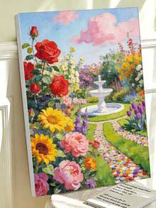 Flower Garden DIY Paint By Numbers Painting Canvas Crafts Adult Home Decoration Rose Sunflower Tulip Fountain Landscape Floral Art 8x12/16x20inch Holiday Gifts Frameless - Sets - View 2