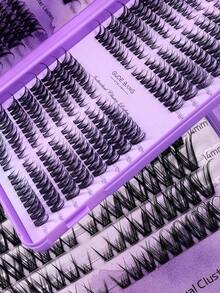 576 Clusters Large Capacity Mixed False Eyelashes Set, D-Curl, Natural Fluffy Single Cluster False Eyelashes, 10-16mm, Easy DIY Fox Eye/Cat Eye Makeup, Suitable For Beginners And Makeup Artists, DIY Home Makeup Tool, Segmented False Eyelashes, Portable Travel, Suitable For Stage, Wedding, Outdoor, Daily Work, Music Party And Other Occasions - 紫色 - 查看 6