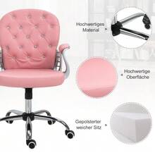 Office Chair, Executive Chair With Ergonomic Padded Backrest, Pink, PU, 59.5 X 60.5 Cm (95-105 Cm) - Pink - View 4