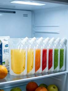 Reusable Beverage Bag, Plastic Material, Leak-Proof, Suitable For Juice, Drinks, Camping And Outdoor Activities - Multicolor - View 1