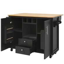 Kitchen Island Buffet With Sliding Table White/Black - 黑色 - 查看 11