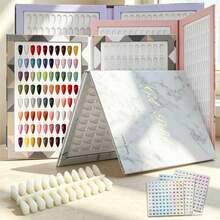 160/216/320 Color Nail Polish Color Chart Book, With Blank Nail Color Test Strips Nail Polish Display Album, Professional Nail Salon Color Chart Display Board, Suitable For Nail Art Supplies - Multicolor - View 1