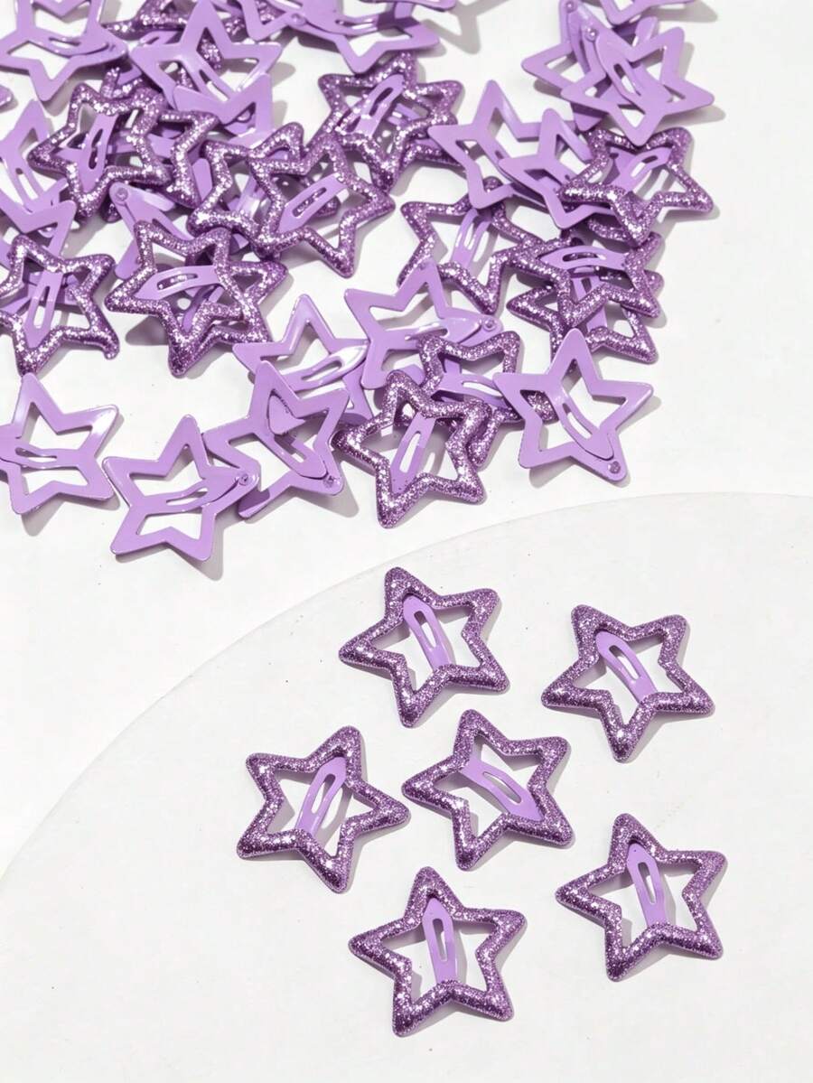 10pcs Women's Purple Star Fashion Basic Hair Clips - Purple - View 1