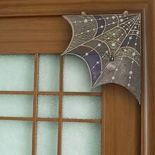 萬聖節主題 2D 蜘蛛網角落裝飾,壓克力壁掛飾品,具 3D 立體蜘蛛效果,無需電池,適合裝飾門頂位置 - 彩色 - 查看 8