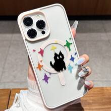 [24h Versand aus DE/FR/ES] Apple11-17  21-26 Handyhülle - Transparente stoßfeste Schutzhülle für Apple- und -Magnettelefone, mit kreativem Pixel-Style Cartoon-Katzen-Design und vollständigem Kantenschutz, elegant und schön für Männer und Frauen. - Schwarz - Übersicht 4