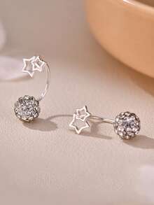 1pc S925 Sterling Silver Unique Fashion Star-Shaped Belly Button Ring, Inlaid With Sparkling Shambhala Zirconia, Suitable For Daily Wear Or Gift - Single - View 5