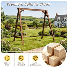 Heavy-Duty Carbonized Fir Wood Swing Frame With Reinforced Bars & 2 Hanging Rings - A - View 4