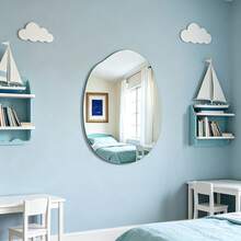 1pc Asymmetrical Acrylic Mirror Wall Sticker, Asymmetrical Shaped Acrylic Mirror, Unique Design, Home Decor, Kids Room Decorative Mirror - Multicolor - View 7