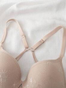 3pcs Soft Jacquard Mesh Lace Bras, Multi-Hook Strong Support Natural Lift Minimalist Elegant Lingerie Set - Multicolor - View 5