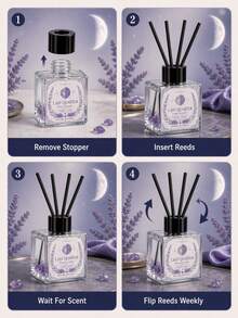 EVODUCK Pengharum Ruangan Kristal Bentuk Bulan Sabit 50ml, Pengharum Minyak Esensial Aroma Lavender Ozon, Kristal Ungu Terintegrasi, Dengan 4 Batang Serat, Dekorasi Ruangan Estetik Bertema Bulan, Hadiah Ulang Tahun untuknya, Pengharum Ruangan Kecil untuk Kamar Tidur, Kamar Mandi, Meja, Rak, Dekorasi Rumah - Aroma Campuran - View 8