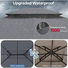 Outdoor Gazebo 10'*13' For Patio, Metal Frame Canopy With Double Roofs, Heavy Duty Party Tent With Mosquito Netting And Curtains For Backyard, Garden, Lawn And Deck, Grey - Grey - View 6