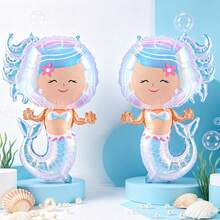 2pcs Colorful Transparent Mermaid Balloons, Mermaid Theme Party, Birthday, Wedding, Anniversary Decoration Balloons - Iridescent Mermaid - View 3