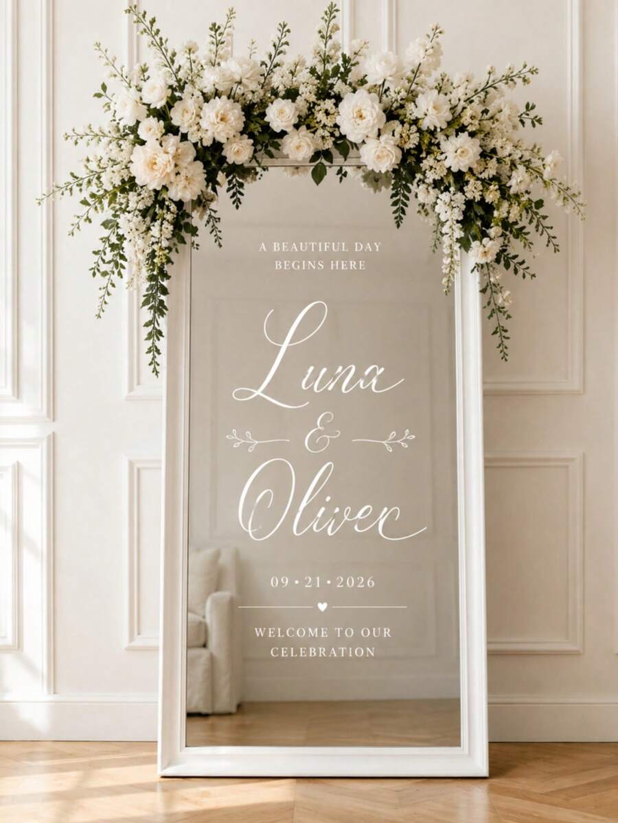 Custom Mirror Sticker Wedding Seating Chart Sticker - Wedding Signage Decoration DIY Wedding Sticker - Seating Chart Mirror Sticker Welcome To Wedding Mirror Sticker - Custom Mirror Letter Sticker - Happy Wedding - Wedding Decoration/Modern Wedding Welcome Sign