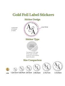Wedding Initial Sticker Gold, 10/20/40/80/160/320pcs, Personalized Foil Sticker Custom Rose Gold Label, Easter Gift Valentine's Day Gift, Her Gift, His Gift, Mom's Gift, Friend's Gift, Home Decoration, Decoration, Personalized Gift, Custom Gift. - Multicolor - View 5