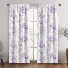 2PCS Digital Printed Curtains, Soft Light Purple Tulip Floral Pattern, Pretty French Romantic Style For Girls Bedroom Decor - Multicolor - View 10