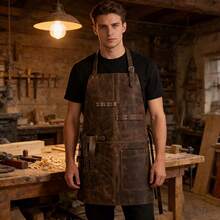 Fashionable Hot-Selling Multi-Functional Pocket Apron With Cup Holder, PU Leather Halter For Repairman, Carpenter, Lumberjack, Mechanic - Multicolor - View 2
