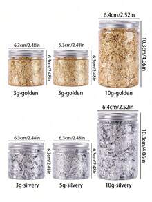 SikeSike Gold Foil Flakes, Resin Gold Foil Flakes, 3g/5g/10g Metal Foil Flakes, Suitable For Nail Art, Painting, Crafts, Epoxy Resin, Jewelry Making, Candle Making, DIY Crafts (Gold And Silver) - Multicolor - View 2
