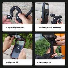 Waterproof Bicycle Phone Holder Handlebar Mount, Perfect Fit For Phone Protective Case, Suitable For Motorcycle, Electric Bicycle, Cycling Phone Holder, Outdoor Riding, Compact Design, Electric Bicycle Users - Multicolor - View 3