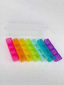 1pc 28/21/56/4 Compartment 7-Day Pill Organizer, Travel Medicine Storage Box Accessory, Portable PP Plastic Medication Storage Box, Odorless Mini Jewelry Box, Shell Design For Daily Medication Management, Pill Box - Pillbox Set - View 3