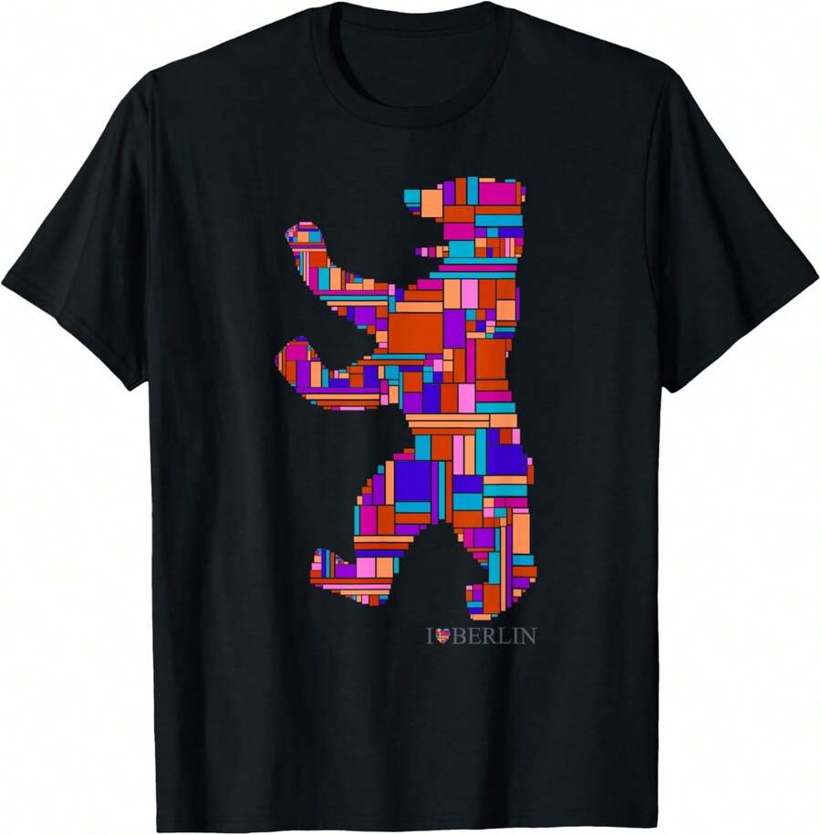 Berlin T-shirt - Berlinbjörn - Jag älskar Berlin T-shirt, herrkläder,, M.J - Svart - Visa 1