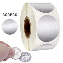 Silver Scratch-Off Sticker Round Label Stickers,1 Roll (300 Stickers/Roll),1 Inch,DIY Handmade Scratch-Off Sticker Labels, Suitable For Games, Stationery, School Supplies, Back To School Season, And Other Occasions. - One Size - View 5