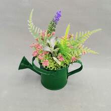 Vintage Tinplate Watering Kettle, 1L Outdoor Metal Water Bucket For Plants, Decorative Sprinkling Can For Flowers, Garden Beds, And Home Landscaping - ColorB - View 5