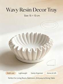 1pc Wavy Texture Resin Decorative Tray, Minimalist Wabi-Sabi Style Storage Tray, Multi-Purpose Desktop Organizer Tray, Compact 15*13cm, Desktop Storage Dual-Use Luxury Decor, Suitable For Living Room, Bathroom, Entryway, Dining Table, Perfect For Personal Use Or Gift - Multiple 4 - View 1