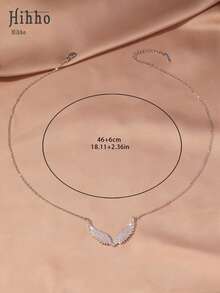 Hihho 2pcs/Set Full Zirconia Angel Wing Double Layer Necklace Set, Zirconia Clavicle Chain, Elegant Jewelry For Birthdays And Anniversary Gifts - Clavicle Chain - View 10