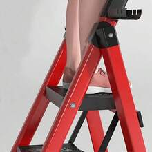 Escalera De Tijera Tubular Plegable 5 Peldaños Color Rojo Resistente Antideslizante Portátil Para Hogar Limpieza Reparaciones - Rojo - Ver 6