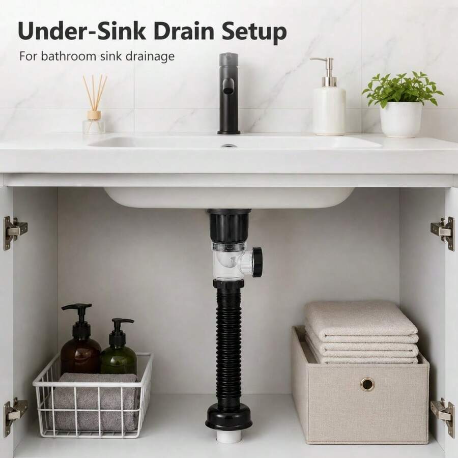 Flip-Top Odor-Proof Drain Pipe Set, Kitchen Sink Drainage, Retractable Deodorizing Filter, Flexible Drain Pipe, Bathroom Anti-Clogging
