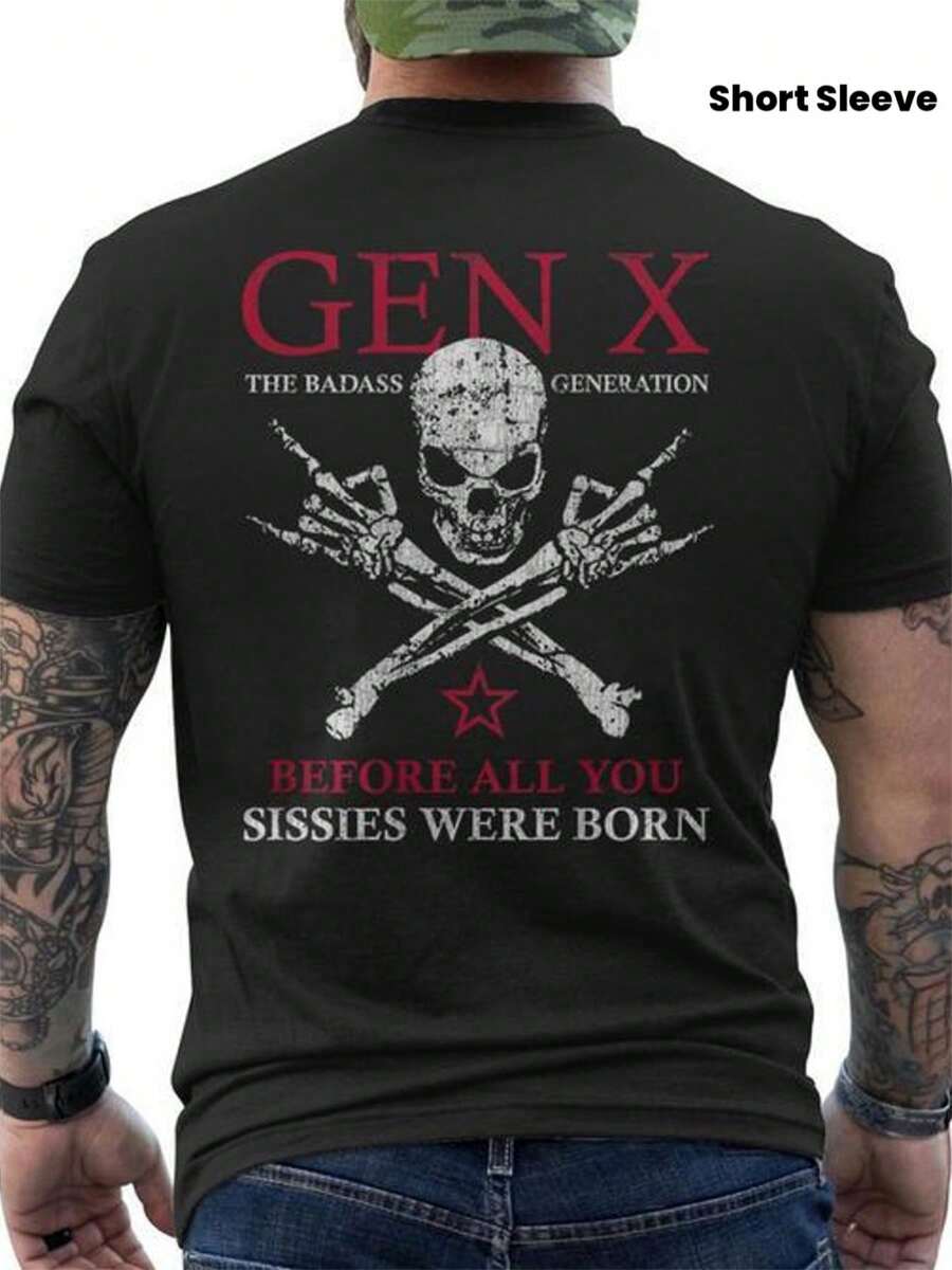 Retro-T-Shirt für Männer der Generation X – Ein Retro-Design mit einzigartigem Rücken-Print – Hergestellt aus weichem, atmungsaktivem Material – Schwarzes Rundhals-Shirt, ideal für Fans der Generation X, Konzer - Schwarz - Übersicht 1