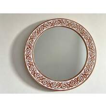 2D1pc White Green Floral Border Wall Mirror | Acrylic And Wood, Polished Surface, Wall-Mounted Decorative Mirror, Suitable For Hallway, Living Room, Bedroom, Bathroom, Home Decor - Multicolor - View 7