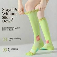 1 Pair Women's Fitness Running Jump Rope Compression Socks, Elastic Shaping Leg Compression Socks, Long Tube Yoga Socks - Multicolor - View 3
