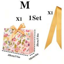 1/2/4/6 Sets de Bolsas de Regalo de Papel con Asas, Bolsas de Regalo para Fiestas con Diseño Floral y Cinta, Diseño Floral de Primavera y Rosa Romántico, Adecuado para Bodas, Cumpleaños, Día de San Valentín, Navidad, Acción de Gracias - Múltiples estilos - Ver 12