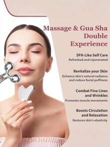 3D Face Roller, Gua Sha Tool, Lymphatic Drainage Tool, Metal Face Massage Roller, Stainless Steel Gua Sha, Ice Cooling Facial Massage Tool, Portable Face Care Tool For Facial Massage, Spa, Home, Travel, Bridesmaid Gifts, Mother's Day Gift - Silver - View 6