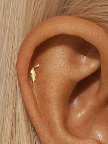 EleRunis 1pc 925 Sterling Silver Exquisite Ocean Animal Flat Back Labret Stud, Shell Cartilage/Ear Lobe/Helix Piercing Jewelry, Punk Style Delicate Jewelry, Suitable For Daily Wear And Party - Gold - View 14