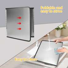 Foldable Stainless Steel Stove Oil Splash Guard, Heat Resistant Anti-Splatter Cooking Baffle, Portable Fold Kitchen Oil Block Screen For Gas Cooktop Stove Cooking Protection Easy To Clean - View 6