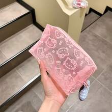 SANRIO All Cat Embossed Transparent Mesh Makeup Bag, Wide Zipper Opening For Easy Access, Lightweight Mesh Material Doesn't Add To Bag Weight, Suitable For School Daily Touch-Ups And Weekend Travel Makeup Storage - Multicolor - View 12