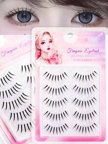 5 Pairs FENGXIU False Eyelashes, Korean Style, C Curl, 12mm Fixed Length, Full Fluffy Lash Strip For Natural Korean Eye Makeup. DIY, Save Makeup Time, Suitable For Beginners, Lightweight Realistic Eyelashes Flexible And Durable, Reusable, Perfect For Commuting, Dating, Parties, Photoshoots, Great Holiday Gift For Best Friends And Girlfriends. - Black - View 3