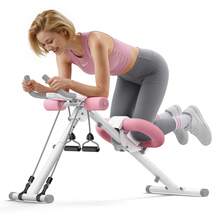 MERACH Ab Machine With Two Pull Cords, Adjustable Ab Trainer Gym Equipment For Core Workout At Home, Foldable, Knee Support, Abdominal Exercise Machine For Home, Core Training System - White Pink - View 2