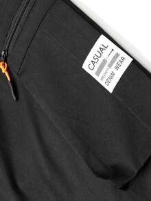 Men's Multi-Pocket Cargo Wide Leg Pants, Elastic Waist Drawstring Draped Casual Long Pants - Black - View 7