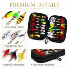 Fishing Spinner Lure Set, 16 Pcs Assorted Metal Spoon Spinners With Zippered Storage Case For Bass Trout Panfish - 16pcs - View 5