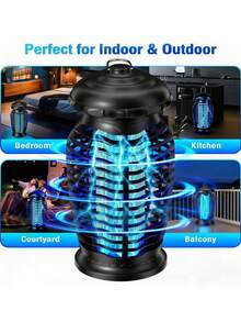 LMMAKE 1PC Electric Bug Zapper Lamp, Mosquito Fly Insect Killer Trap, Indoor Outdoor Pest Control Bug Catcher, Electric Insect Eliminator For Home Backyard Garden Patio Use - US A Type Plug(110-127V) - View 6