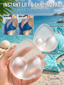 1 Pair Triangle Silicone Breast Pads, Invisible Transparent Thickened Silicone Pads, Seamless Transparent Gel Pads, Suitable For Swimwear And Bikinis - Multicolor - View 2