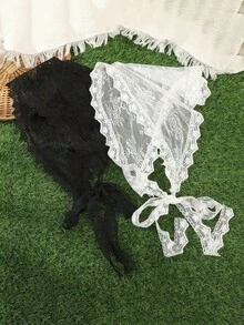 2件組 春夏時尚純色網格花卉圖案甜美度假海灘三角巾髮飾套組 女款 婚禮派對海灘度假通用髮飾 - 彩色 - 查看 13