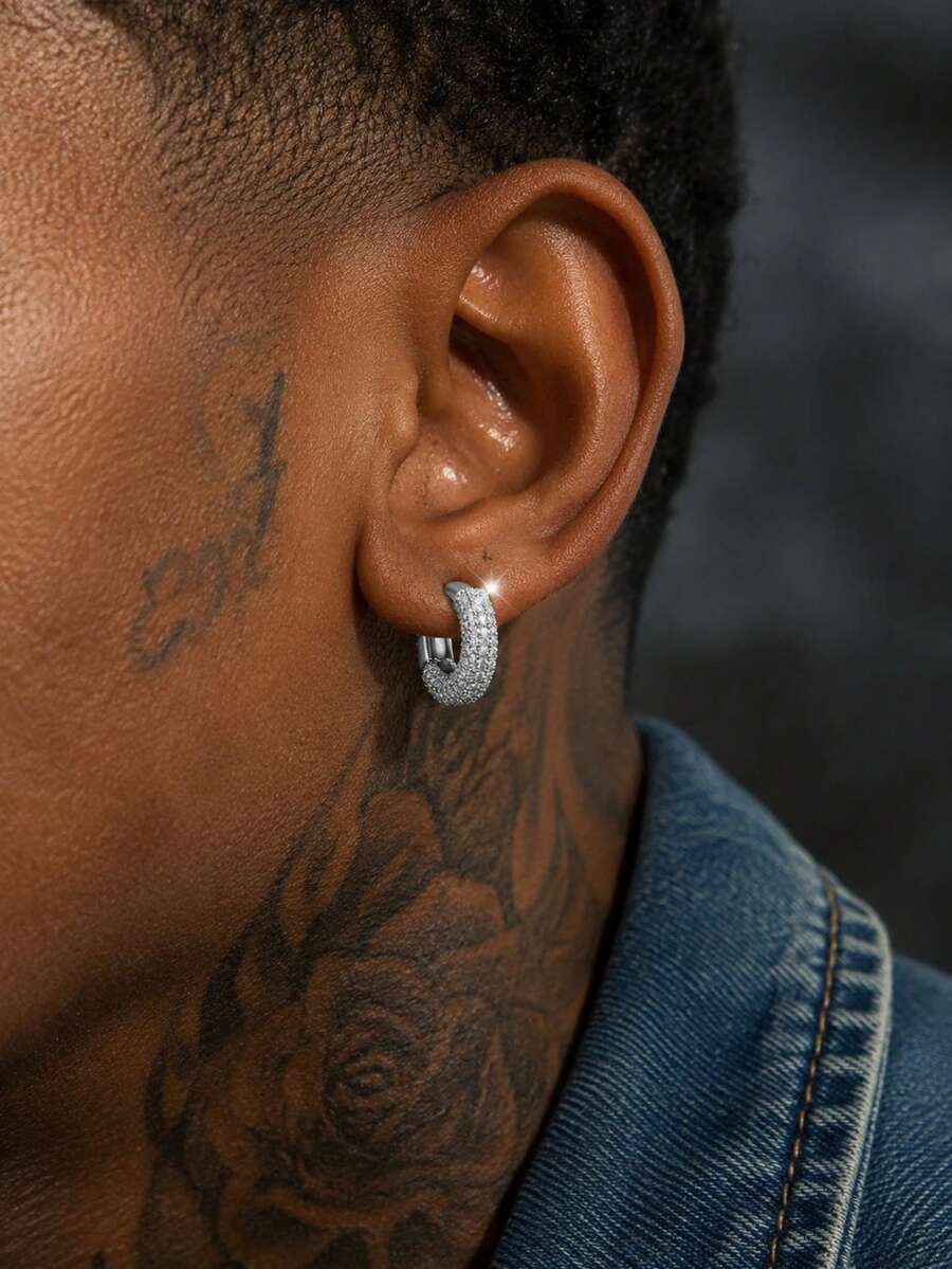 奢华全套 Huggie 环状耳环，时尚耳环，适合婚礼、订婚，男女皆宜