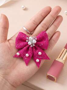 20/10pcs/Set Pearl Rhinestone Bow Hair Clips, Pearl Decorated Bow Hair Clips, Rhinestone Embellished, With Small Flower Inlay, Exquisite Sweet Hair Accessories, Multi-Color Matching - Suitable For Children And Girls, Suitable For Children's Daily, School, Vacation, Commute, Spring Outings, Photography, Etc. - Multicolor - View 6