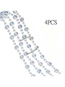 4pcs Set Iridescent Transparent Shiny Spherical Bead Garland, Multi-Functional Decorative For Windowsill, Porch, Living Room And Bedroom, Suitable For Christmas, Birthday, Party And Various Occasions - Crystal Curtain - View 6