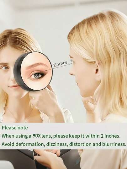 90X Magnifying Makeup Mirror With Strong Suction Cup - High Magnification For Professional Skincare Analysis, Compact Portable Design, Suitable For Home, Salon, Travel Use - Makeup Mirror Beauty Tool