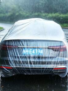 透明塑料汽車車罩 | 一次性透明全天候 PE 薄膜汽車保護罩，防雨、雪、灰塵、紫外線 | 通用於轎車、SUV、卡車、車輛 | 室內外使用，短期停車、儲存、防塵罩、緊急防風罩、洗車乾燥、經銷商停車場保護 | 防水、輕量 - 彩色 - 查看 6